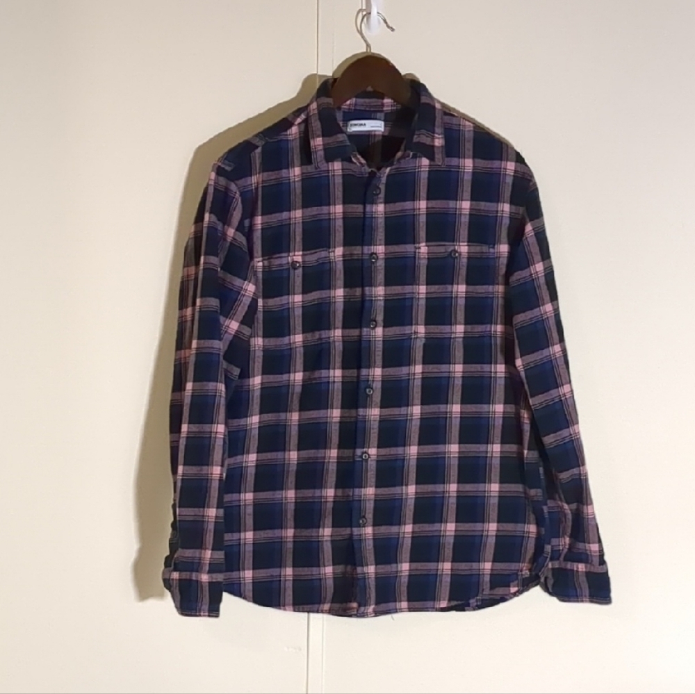 Sonoma Goods For Life Blue, Pink And Black Plaid Flannel Shirt Large
